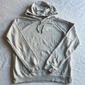 Nike Heather Gray Logo Fleece Pullover Hooded Sweatshirt - Men's Small